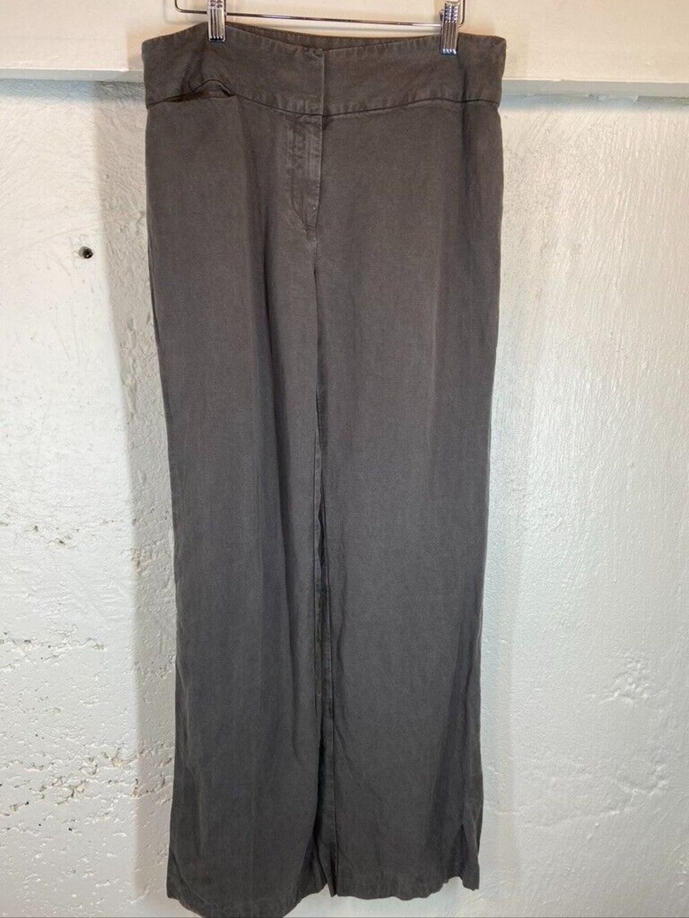 EILEEN FISHER SIZE 10 LINEN BLEND GRAY 34 X 30 PANTS 147